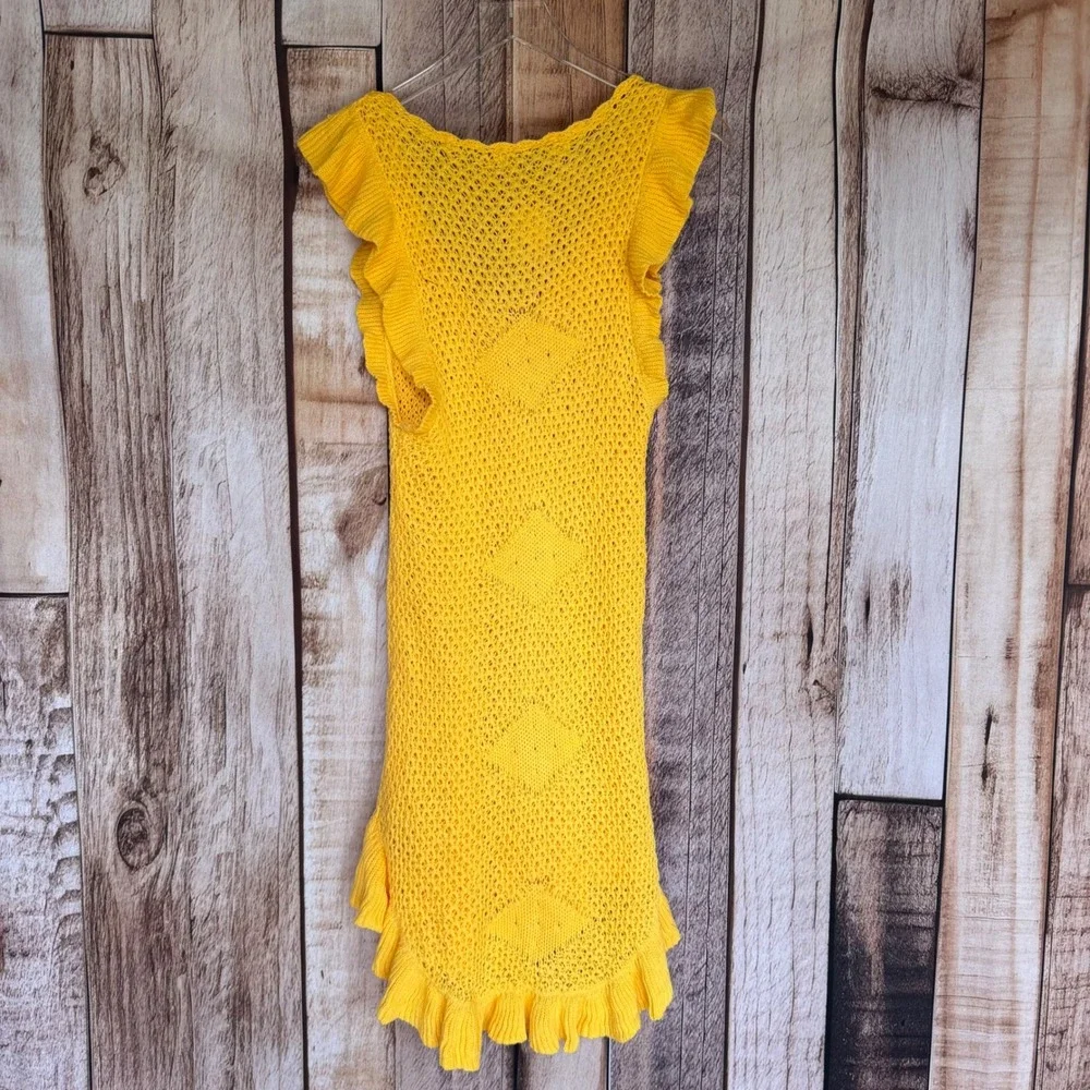 Free People Beach Mykonos Fauxchet Crochet Dress Sunset Gold‎ Coverup Medium NWT